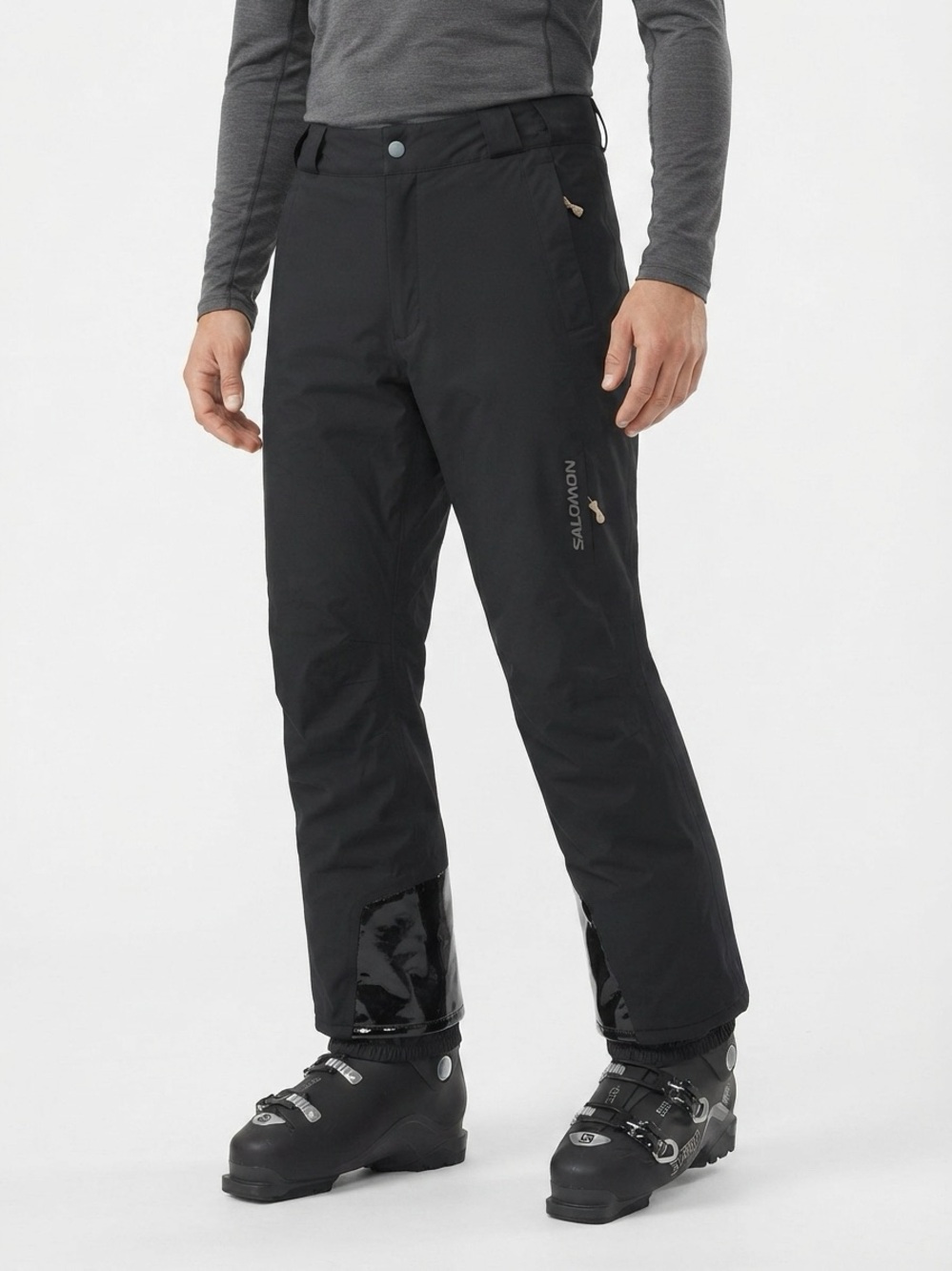 Salomon Insulated Ski Snowboard Pants Men XL Black X-Static Reinforced Hem